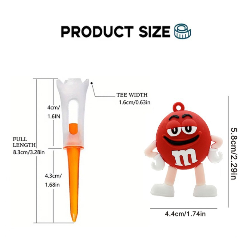 83 mm plastični golf tee s privjeskom Cartoon M-Bean i lancem protiv gubitka