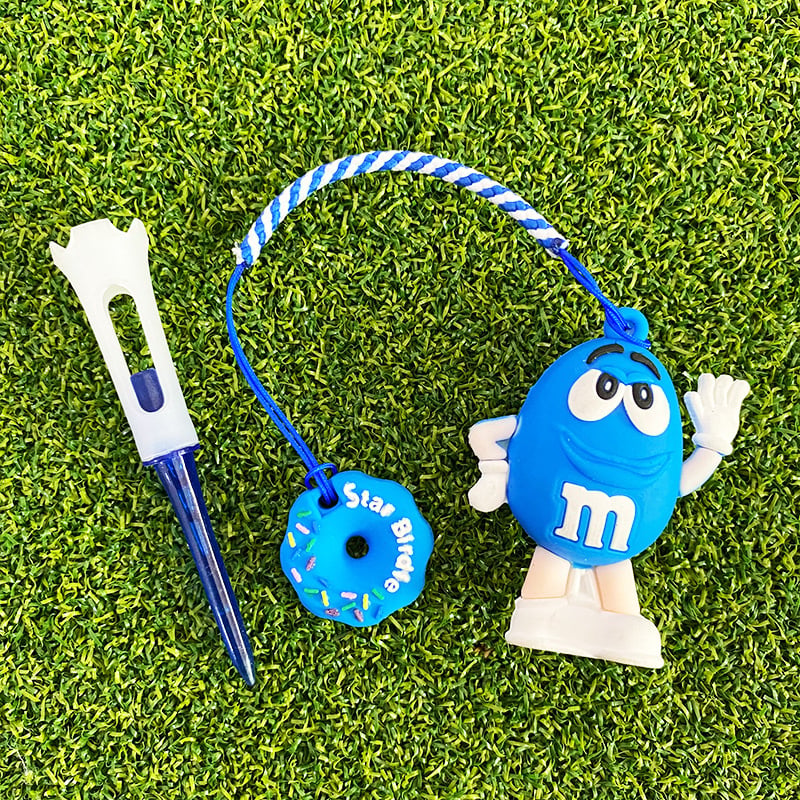 83 mm plastični golf tee s privjeskom Cartoon M-Bean i lancem protiv gubitka