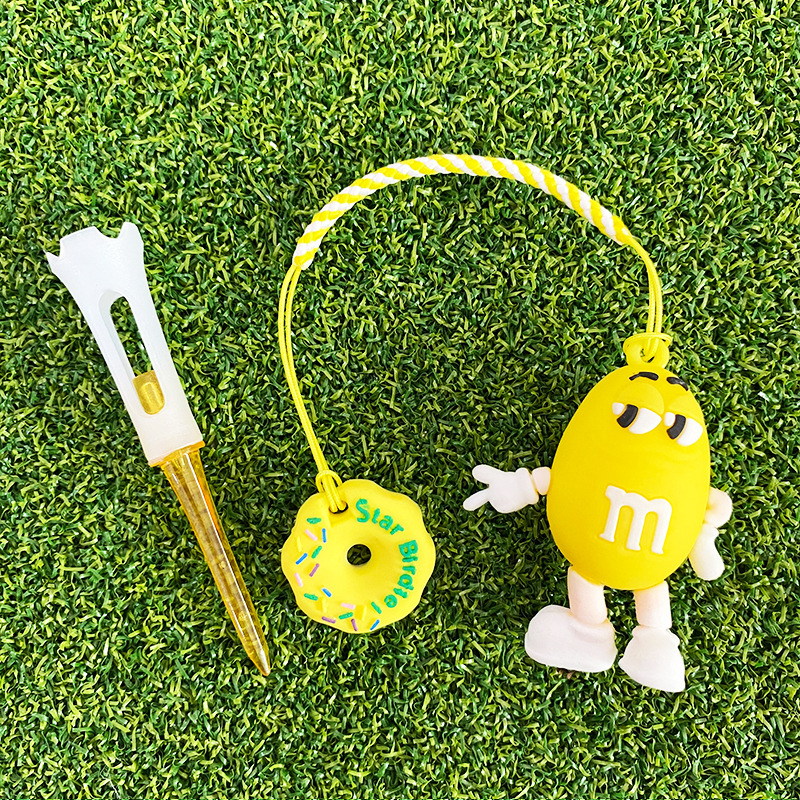 83 mm plastični golf tee s privjeskom Cartoon M-Bean i lancem protiv gubitka