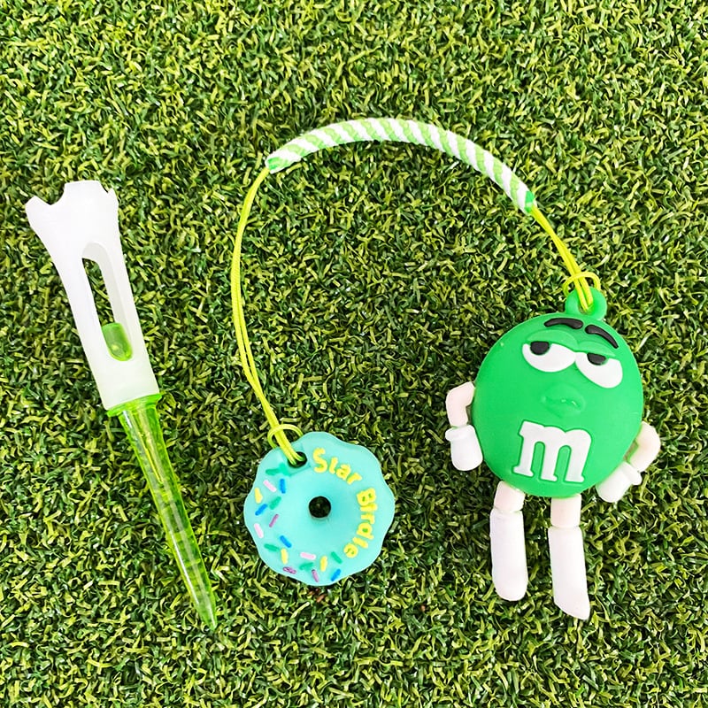 83 mm plastični golf tee s privjeskom Cartoon M-Bean i lancem protiv gubitka