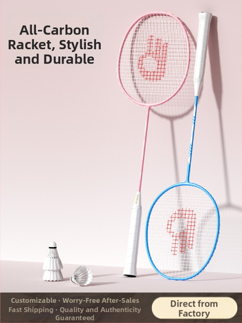 Badminton reket od karbonskih vlakana za početnike, set od dvije rakete, ultra lagan i izdržljiv, elegantan dizajn