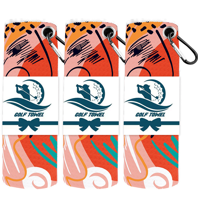 Golf ručnik od mikrovlakana, ispis logotipa, wafl uzorak, karabiner, sportski ručnik