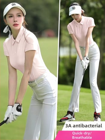 PGM dámske golfové oblečenie: priedušný krátky polo top a nohavice s mikro rozšírením a rozparkom, jarný set