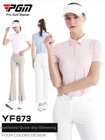 PGM dámske golfové oblečenie: priedušný krátky polo top a nohavice s mikro rozšírením a rozparkom, jarný set