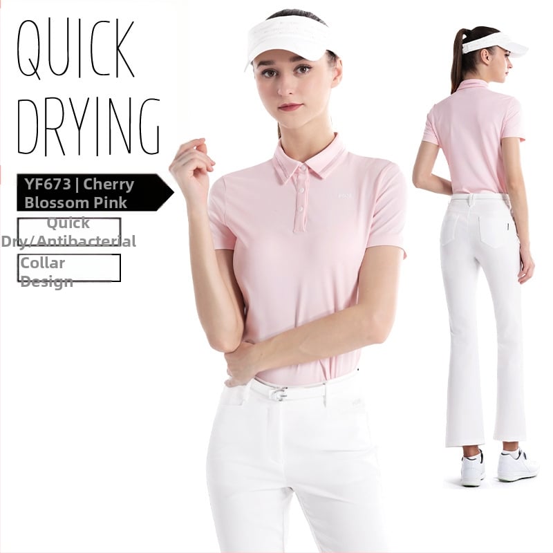 PGM dámske golfové oblečenie: priedušný krátky polo top a nohavice s mikro rozšírením a rozparkom, jarný set