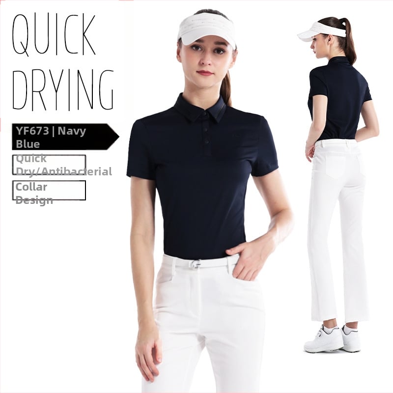 PGM dámske golfové oblečenie: priedušný krátky polo top a nohavice s mikro rozšírením a rozparkom, jarný set
