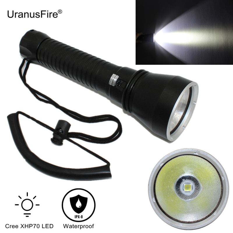 Lanternă LED XHP70 pentru scufundări, lumină galbenă și albă, 26650 reîncărcabilă, control magnetic, reglaj continuu al intensității