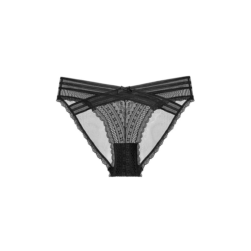 Francuski stil seksi čipkaste mrežaste gaćice za žene, križni dizajn, bez šavova, prozračne, tanke briefs