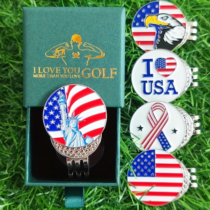 FULIDENG Željezni marker za golf loptu s američkim elementima, ispis logotipa, prilagodljiv