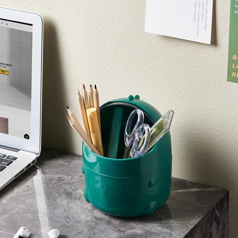 Stolni kanta za otpad s poklopcem, mini plastična kanta za otpad (6L), za kućnu upotrebu, kreativni držač za olovke