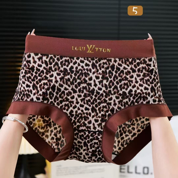 Ženske gaće velikih veličina s leopard printom, srednje-visoki pojas, Ice Silk materijal, bezšivne