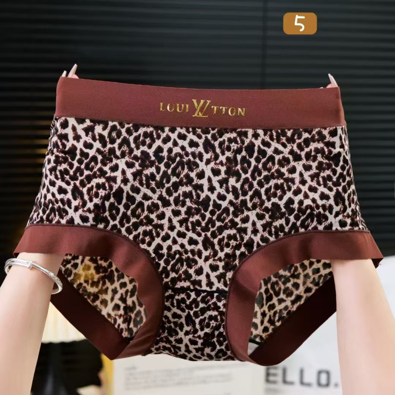 Ženske gaće velikih veličina s leopard printom, srednje-visoki pojas, Ice Silk materijal, bezšivne