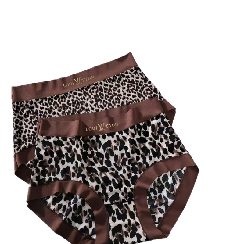 Ženske gaće velikih veličina s leopard printom, srednje-visoki pojas, Ice Silk materijal, bezšivne