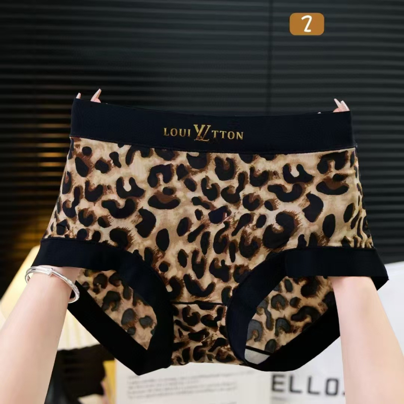 Ženske gaće velikih veličina s leopard printom, srednje-visoki pojas, Ice Silk materijal, bezšivne