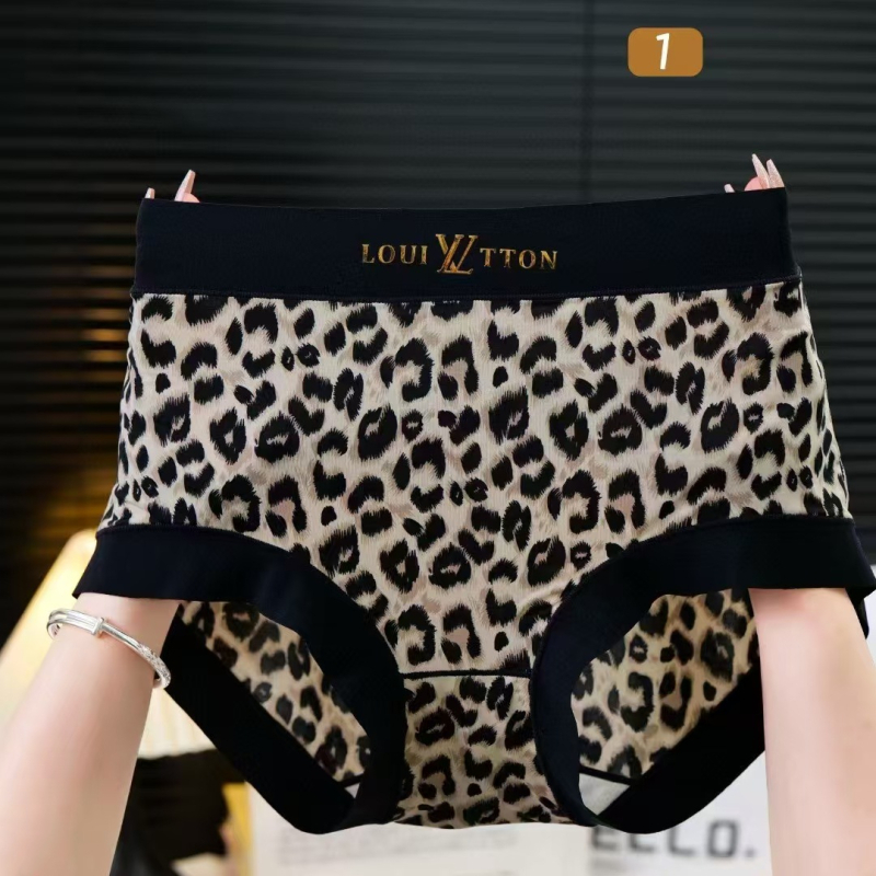 Ženske gaće velikih veličina s leopard printom, srednje-visoki pojas, Ice Silk materijal, bezšivne