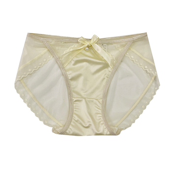 Ženske gaćice srednje visine, pamukova podstava u preponi, čipkasti rub, prozračna mreža, Ice Silk materijal