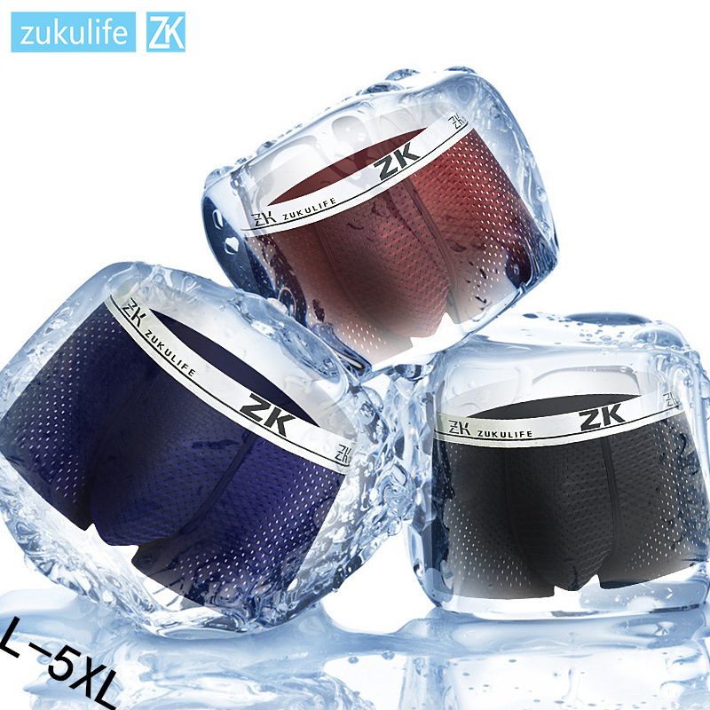 Muške gaćice ZK, Ice Silk, prozračna mrežasta tkanina, velika veličina