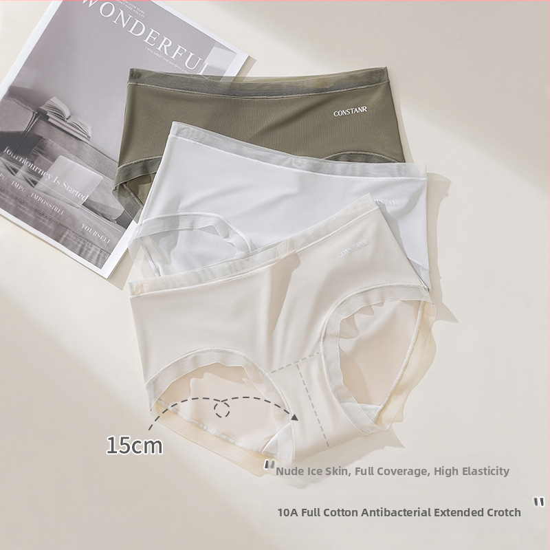 Ženske gaćice od ice silk materijala s pamukom u području prepona, srednji pojas, trokutasti kroj, prozračne, antibakterijske