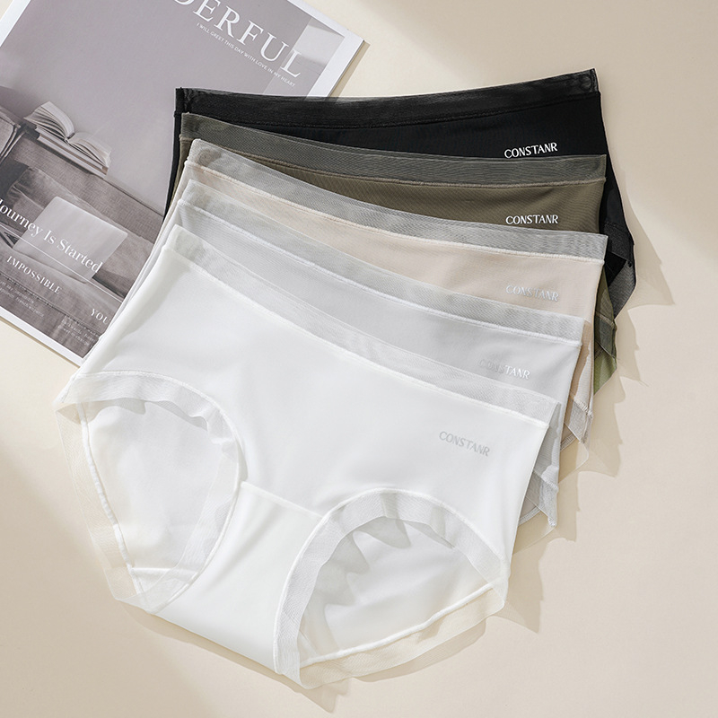 Ženske gaćice od ice silk materijala s pamukom u području prepona, srednji pojas, trokutasti kroj, prozračne, antibakterijske