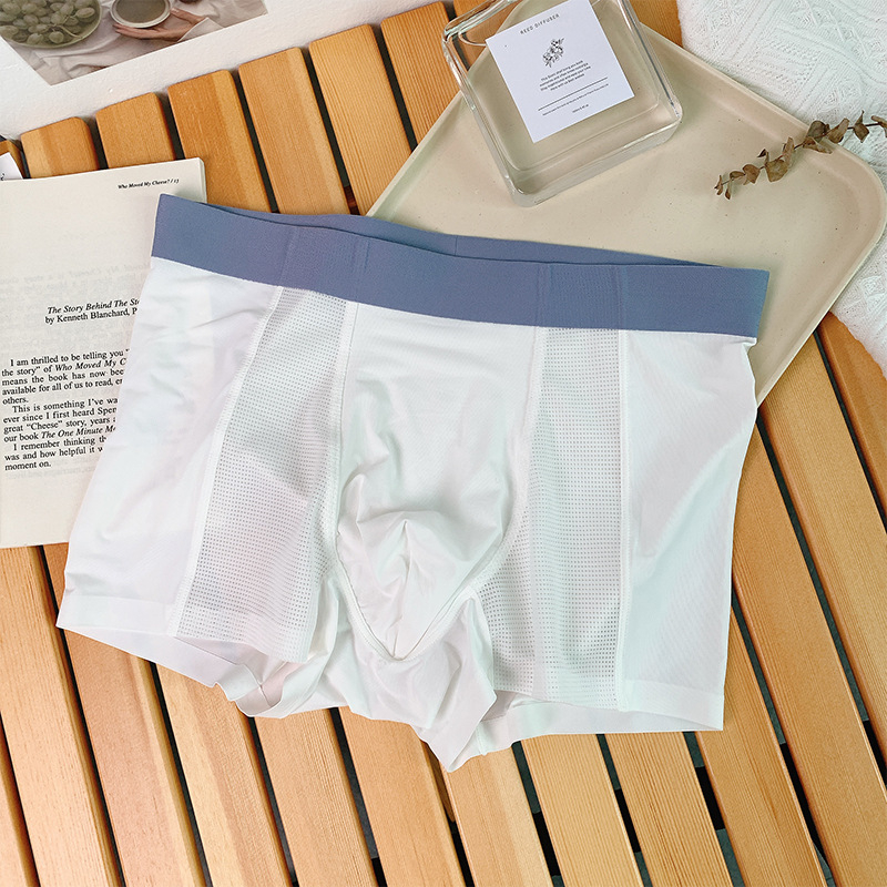 Muške bokserice od ice silk materijala, prozračan za ljeto, srednji pojas, mreža s tisućama rupa, osvježavajući osjećaj