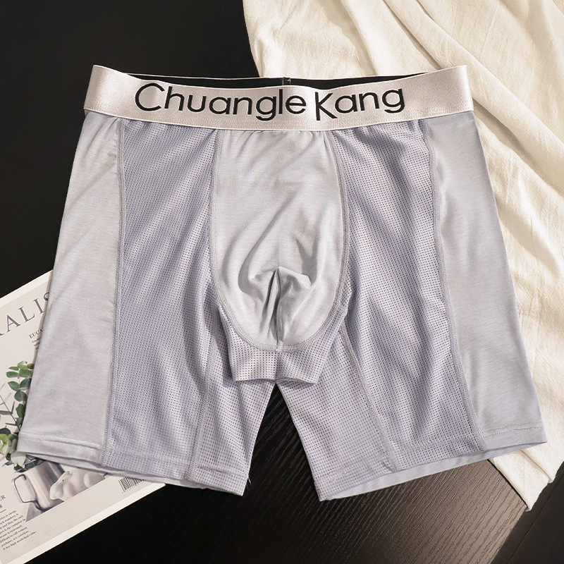 Muške boxerice od mrežaste Ice Silk tkanine s produženom duljinom 11 cm, protiv iritacije, prozračne, za sva četiri godišnja doba, za trening i trčanje