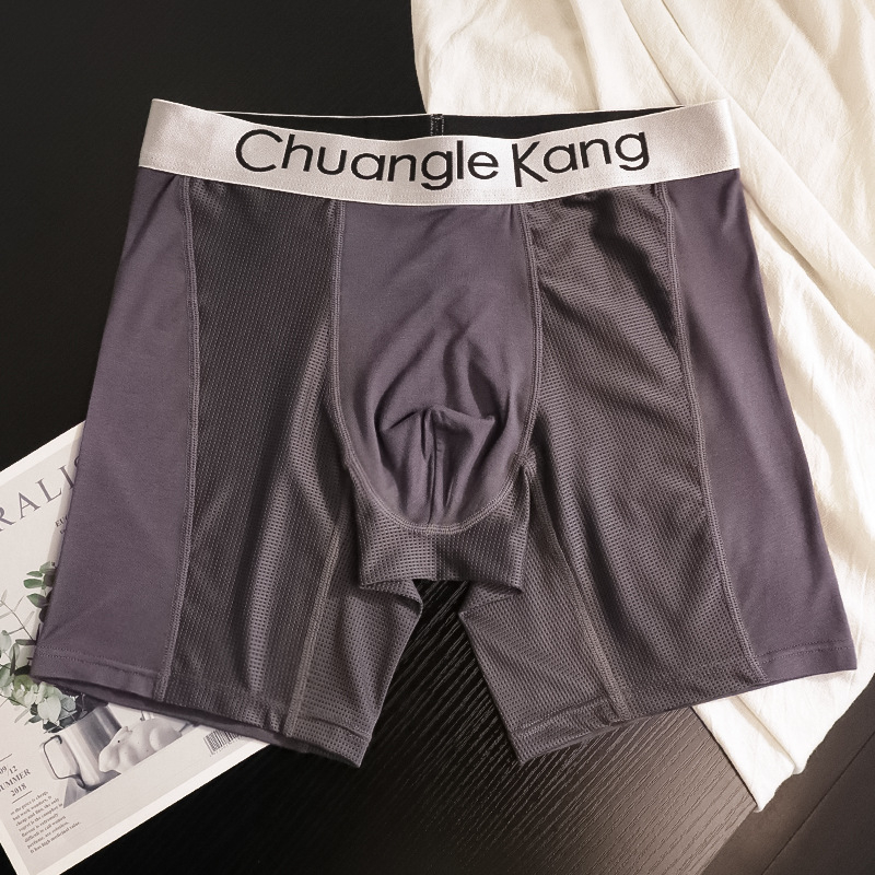Muške boxerice od mrežaste Ice Silk tkanine s produženom duljinom 11 cm, protiv iritacije, prozračne, za sva četiri godišnja doba, za trening i trčanje