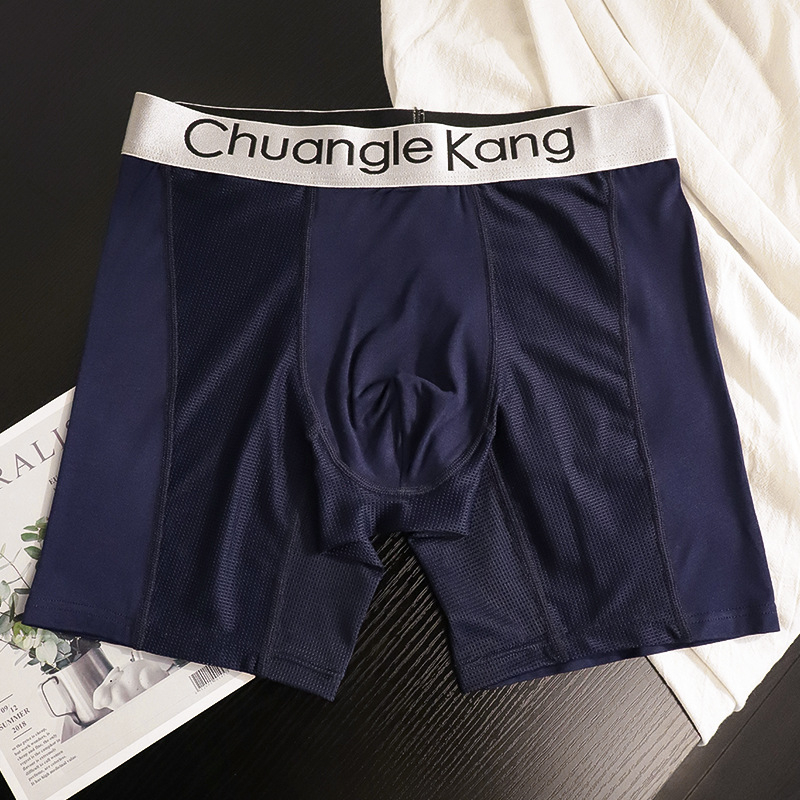 Muške boxerice od mrežaste Ice Silk tkanine s produženom duljinom 11 cm, protiv iritacije, prozračne, za sva četiri godišnja doba, za trening i trčanje