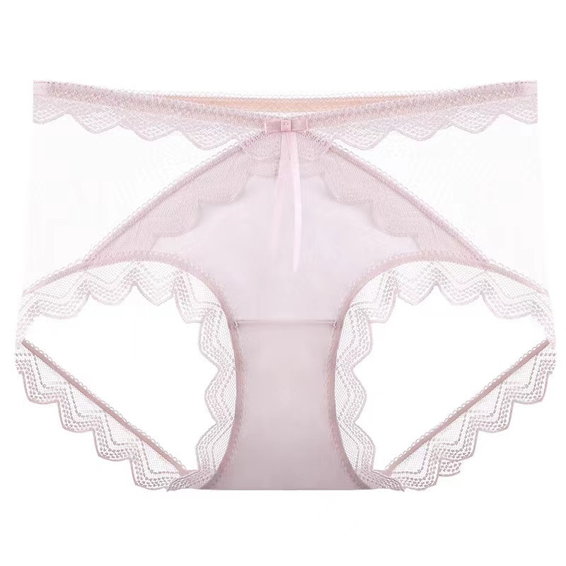 Ženske gaćice srednjeg struka, plus veličina, ice-silk materijal, čipkasti rub, mekana elastična tkanina