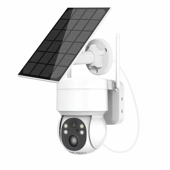 Kis energiafogyasztású napelemes kamera, 4 MP HD, beltéri/kültéri, vezeték nélküli, kettős fényforrás