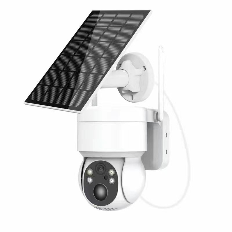 Kis energiafogyasztású napelemes kamera, 4 MP HD, beltéri/kültéri, vezeték nélküli, kettős fényforrás