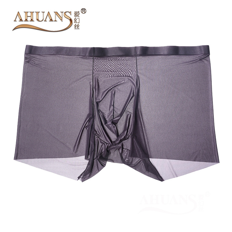 Ahuans Muške 5D svila Ice Silk donje rublje, tanke sjajne najlonske bokserice, srednji pojas