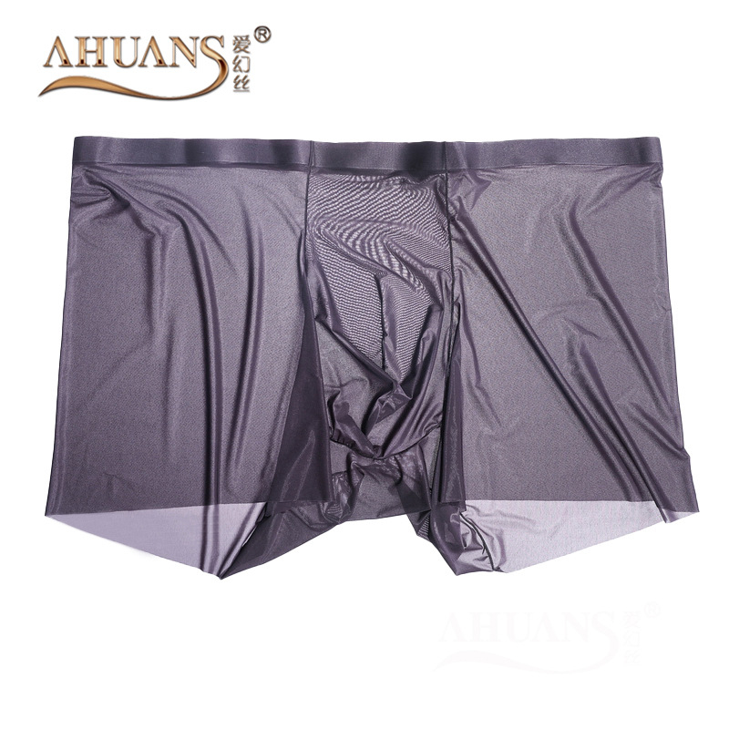 Ahuans Muške 5D svila Ice Silk donje rublje, tanke sjajne najlonske bokserice, srednji pojas