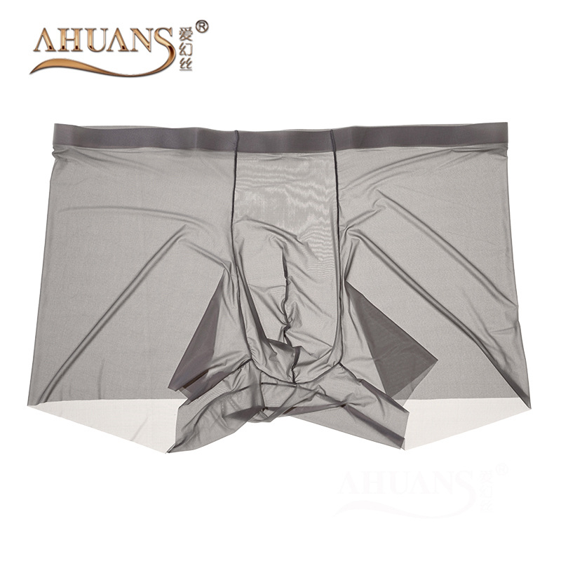 Ahuans Muške 5D svila Ice Silk donje rublje, tanke sjajne najlonske bokserice, srednji pojas