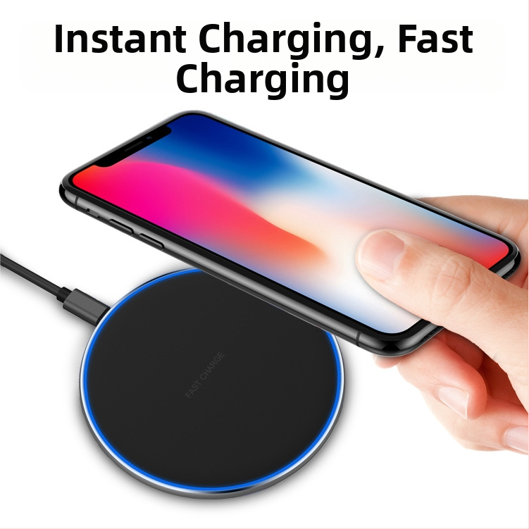 Stolni bežični punjač za Android i iPhone, izuzetno tanak aluminijski spoj, prijenosna baza za brzo punjenje