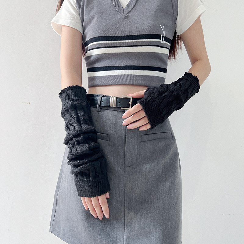 Ženske pletene rukave bez prstiju, Y2K japansko-korejski stil, Shibuya inspirirana punk moda