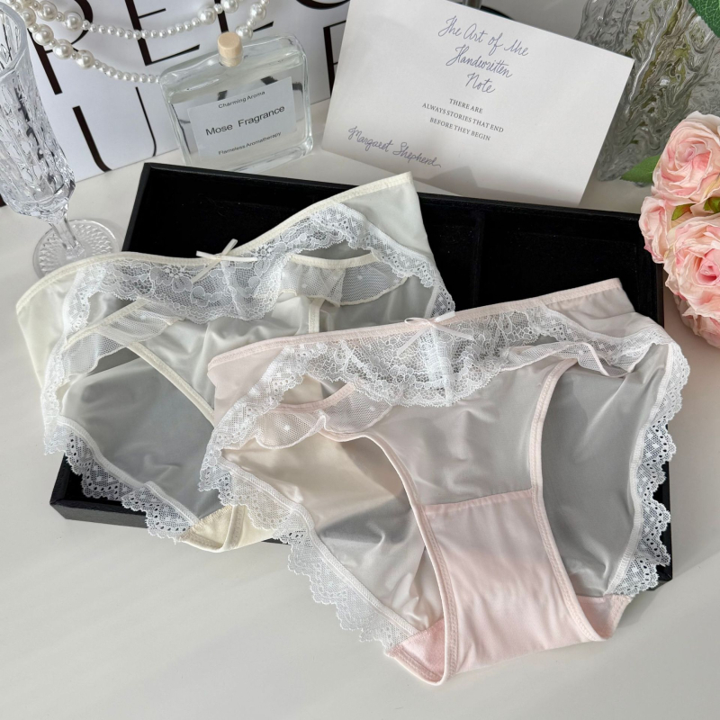 Ženske gaćice od Ice Silk čipke, mekane i udobne, ultra tanke, prozračne, s izrezanim uzorkom
