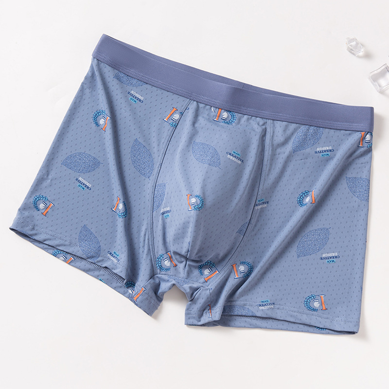 Ljetne muške bokserice Ice Silk, poliester 3D, srednji pojas, prozračne, udobne, brzo se suše