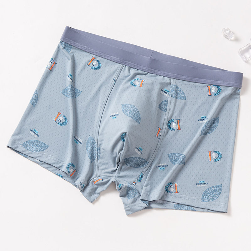 Ljetne muške bokserice Ice Silk, poliester 3D, srednji pojas, prozračne, udobne, brzo se suše