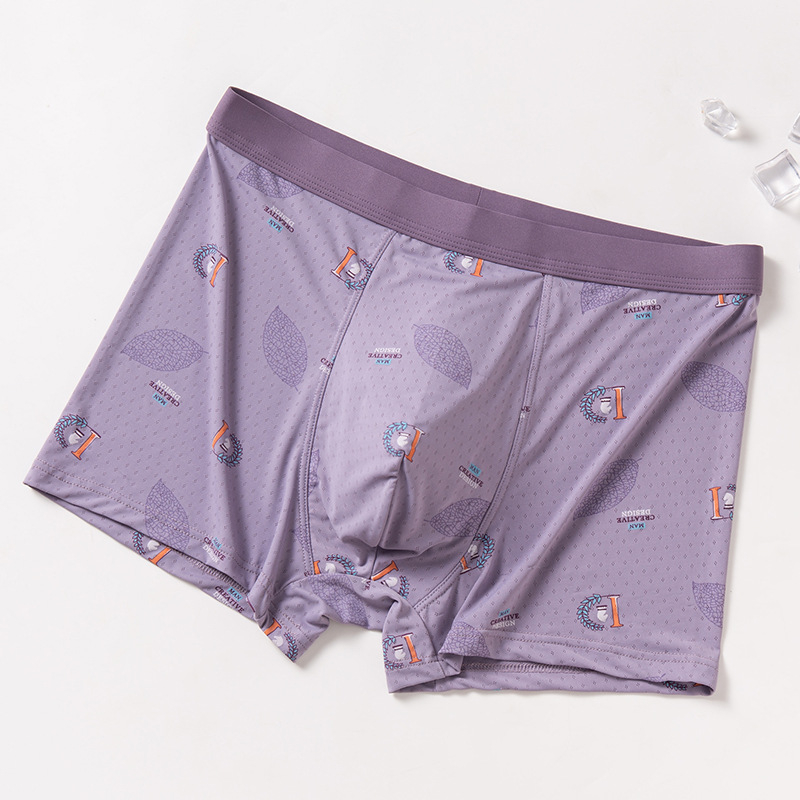 Ljetne muške bokserice Ice Silk, poliester 3D, srednji pojas, prozračne, udobne, brzo se suše