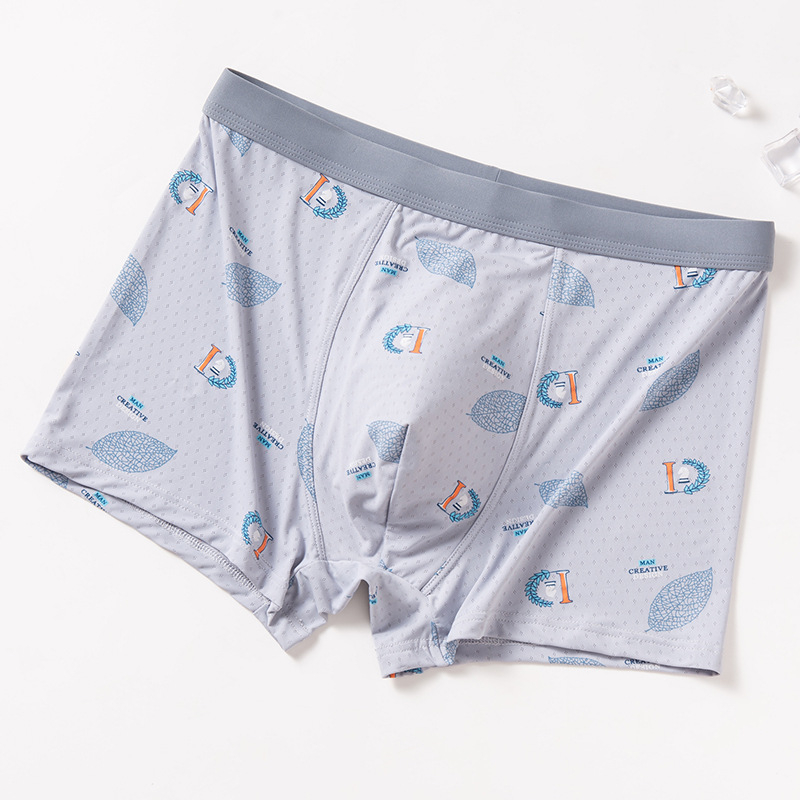 Ljetne muške bokserice Ice Silk, poliester 3D, srednji pojas, prozračne, udobne, brzo se suše