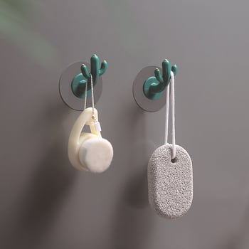 Kaktus oblik kuka za zid, ljepilo bez bušenja, nordijskog stila dekor, kupaonica, ABS materijal, jedna kuka, nosivost do 3 kg