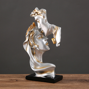 Nordijski stil: skulptura para od smole, poljubac ljubavi, ukrasna figurica za dom, znak ljubavi