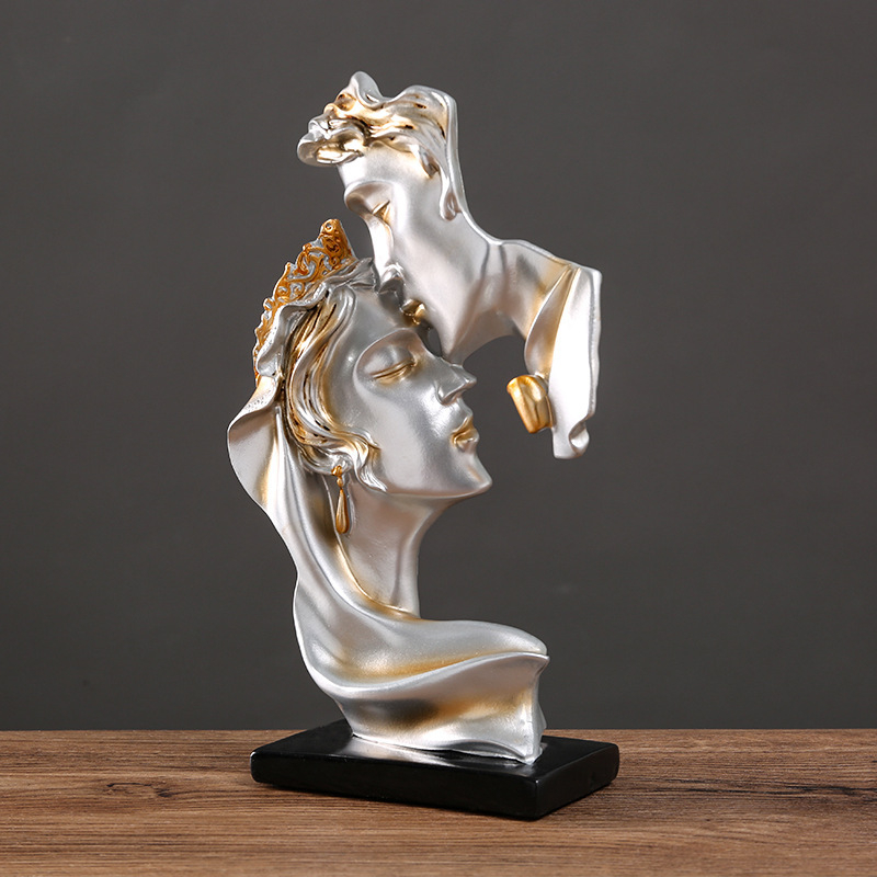 Nordijski stil: skulptura para od smole, poljubac ljubavi, ukrasna figurica za dom, znak ljubavi