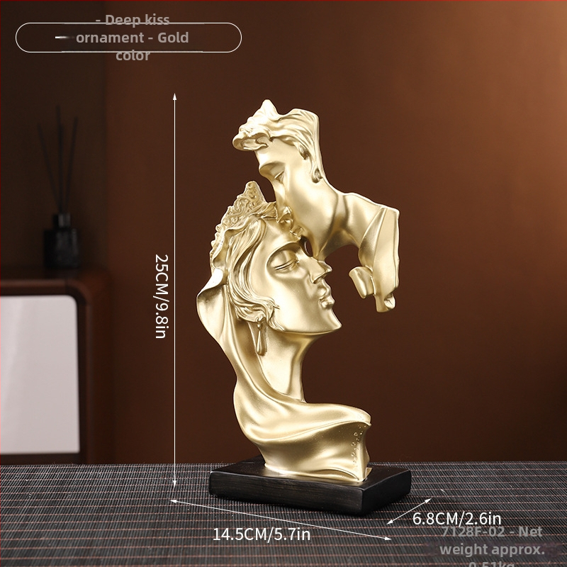 Nordijski stil: skulptura para od smole, poljubac ljubavi, ukrasna figurica za dom, znak ljubavi
