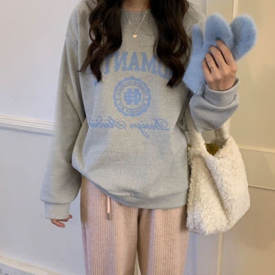 Ženski hoodie s fleece podstavom oversize, američki stil, s kapuljačom, okrugli izrez, dugi rukavi, debeli materijal, jesen-zima 2025