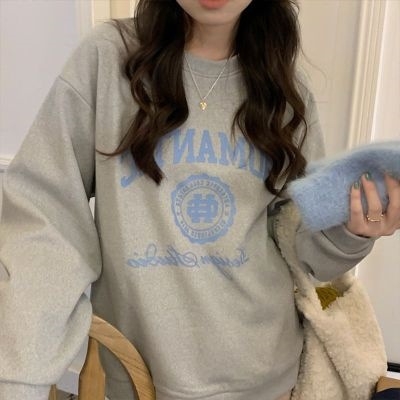 Ženski hoodie s fleece podstavom oversize, američki stil, s kapuljačom, okrugli izrez, dugi rukavi, debeli materijal, jesen-zima 2025