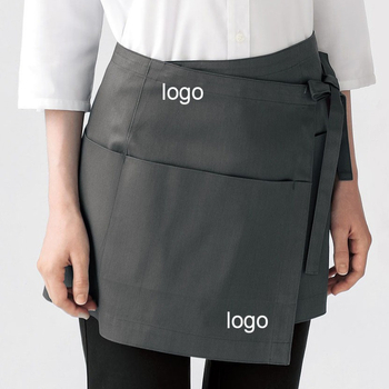 Șorț scurt pentru ospătarii din bar și hotel, design minimalist și elegant, curea elastică reglabilă și logo în culoare personalizabil