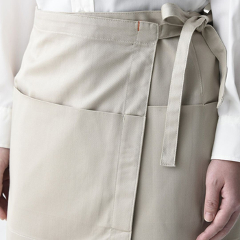 Șorț scurt pentru ospătarii din bar și hotel, design minimalist și elegant, curea elastică reglabilă și logo în culoare personalizabil