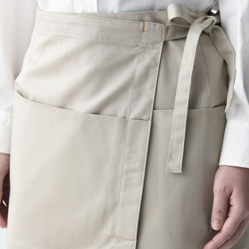 Șorț scurt pentru ospătarii din bar și hotel, design minimalist și elegant, curea elastică reglabilă și logo în culoare personalizabil