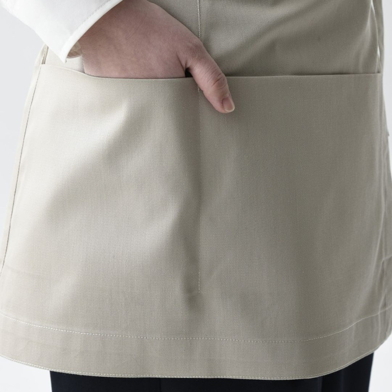 Șorț scurt pentru ospătarii din bar și hotel, design minimalist și elegant, curea elastică reglabilă și logo în culoare personalizabil